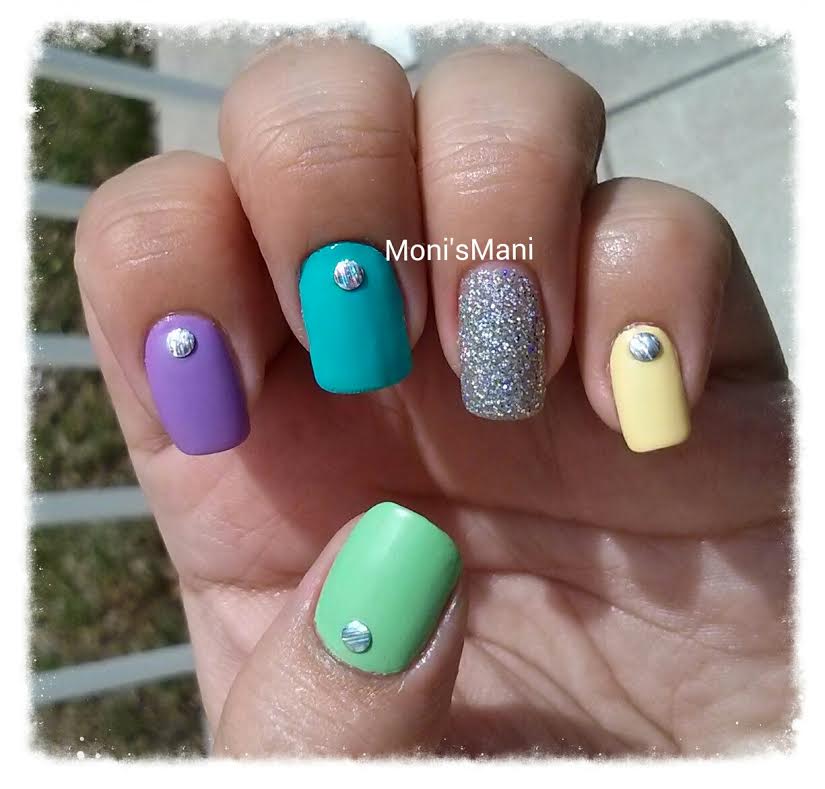 spring skittle mani